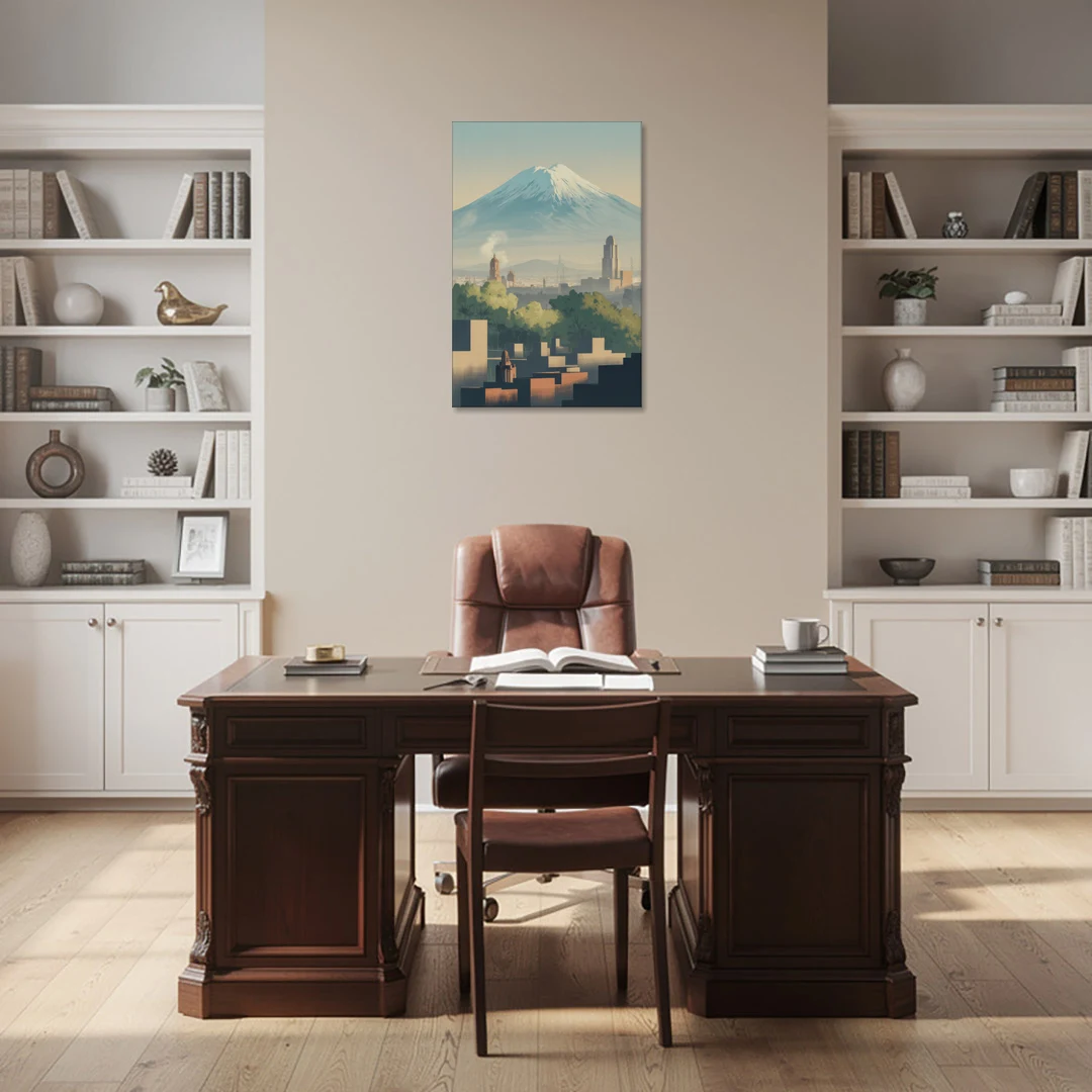 Puebla Volcano Skyline - Canvas Wall Art - Office - 24x36