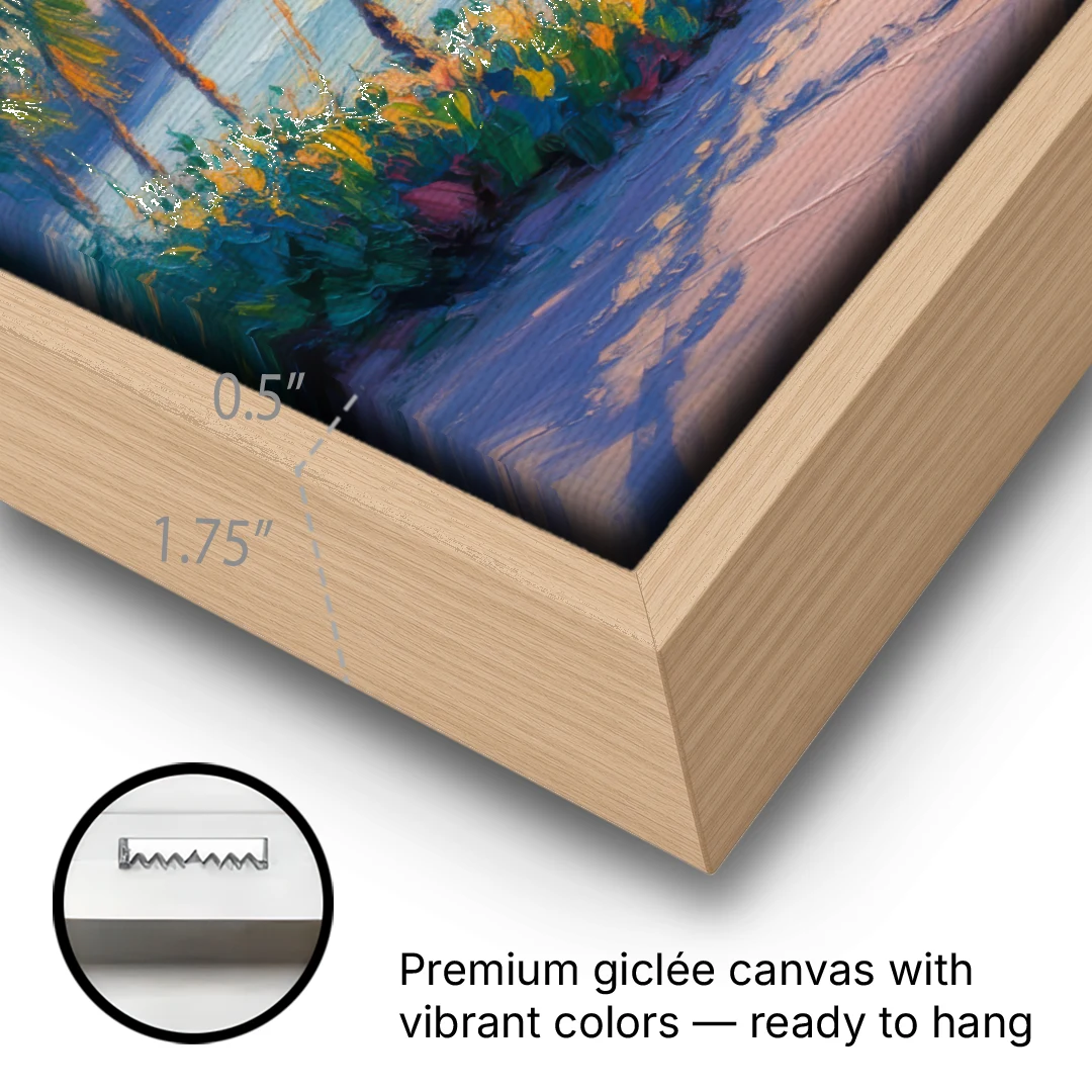 Punta Mita Sunrise - Oak Framed Canvas Wall Art - Gallery Wrap Corner