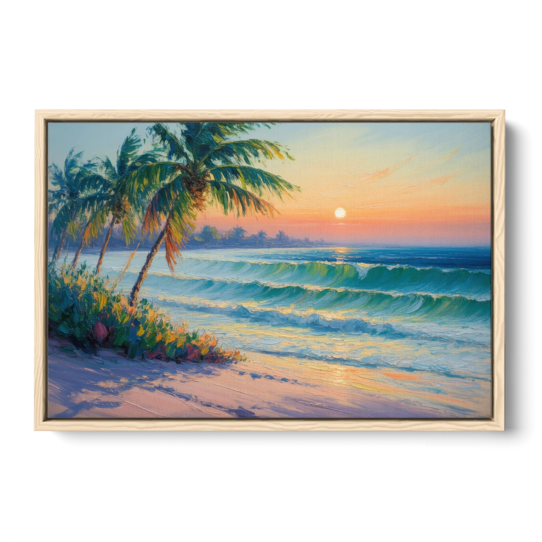 Punta Mita Sunrise - Oak Framed Canvas Wall Art - Front