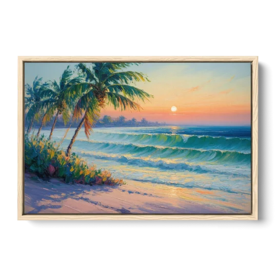 Punta Mita Sunrise - Oak Framed Canvas Wall Art - Front
