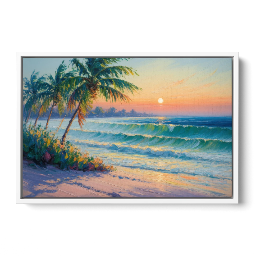 Punta Mita Sunrise - White Framed Canvas Wall Art - Front
