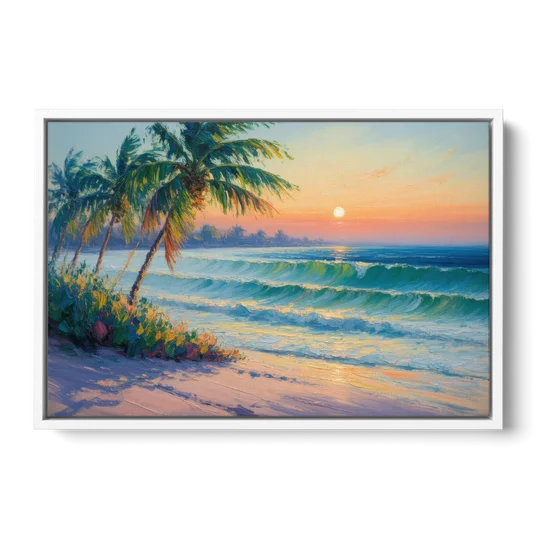Punta Mita Sunrise - White Framed Canvas Wall Art - Front