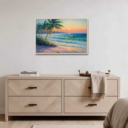 Punta Mita Sunrise - Oak Framed Canvas Wall Art - Coffee Table - 36x24