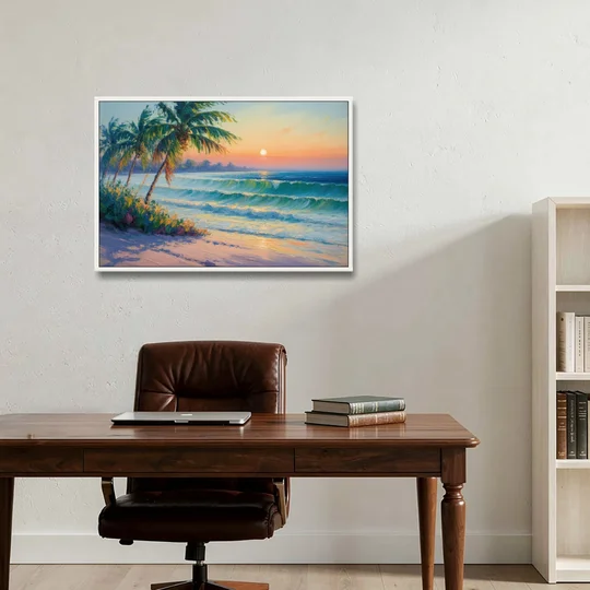 Punta Mita Sunrise - White Framed Canvas Wall Art - Office - 36x24