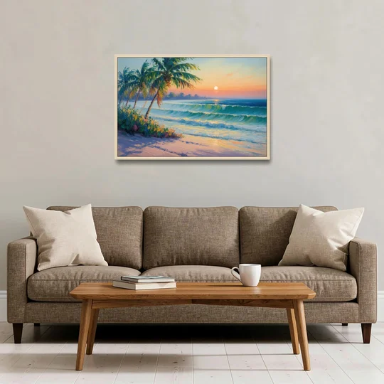 Punta Mita Sunrise - Oak Framed Canvas Wall Art - Sofa - 36x24