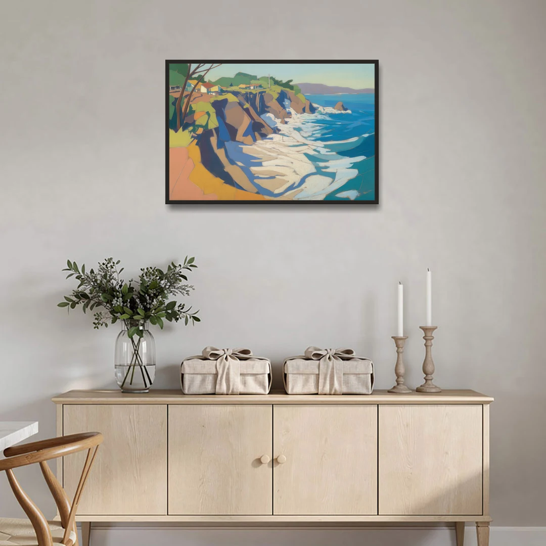 Punta Sayulita Cliffs - Black Framed Canvas Wall Art - Coffee Table - 36x24