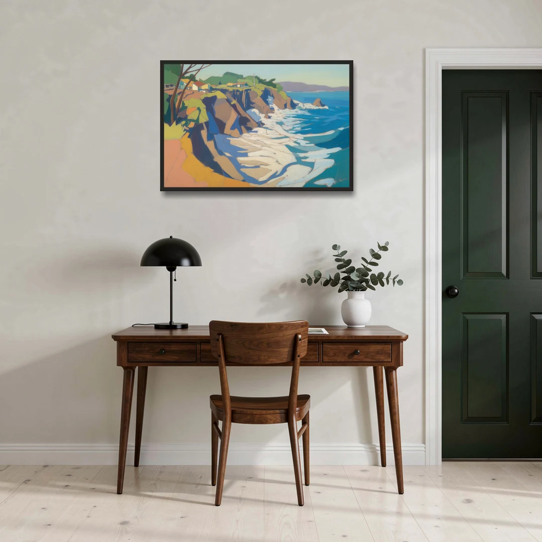 Punta Sayulita Cliffs - Black Framed Canvas Wall Art - Office - 36x24
