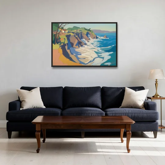 Punta Sayulita Cliffs - Black Framed Canvas Wall Art - Sofa - 36x24