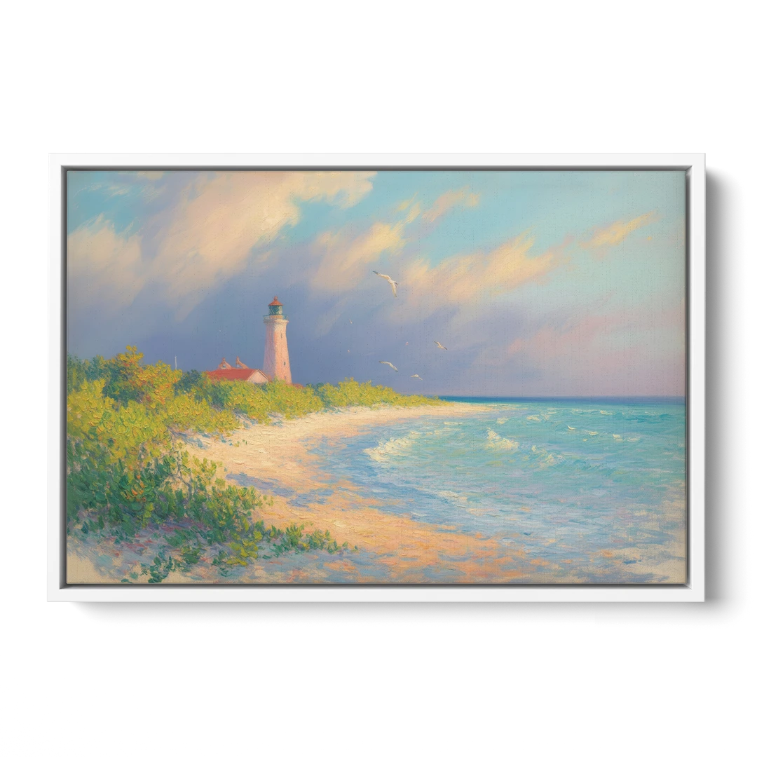 Punta Sur Lighthouse - White Framed Canvas Wall Art - Front