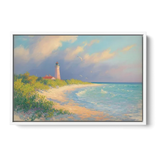 Punta Sur Lighthouse - White Framed Canvas Wall Art - Front