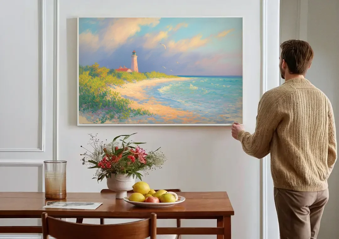 Punta Sur Lighthouse canvas wall art above a dining table