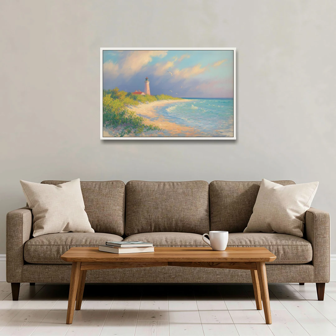 Punta Sur Lighthouse - White Framed Canvas Wall Art - Sofa - 36x24