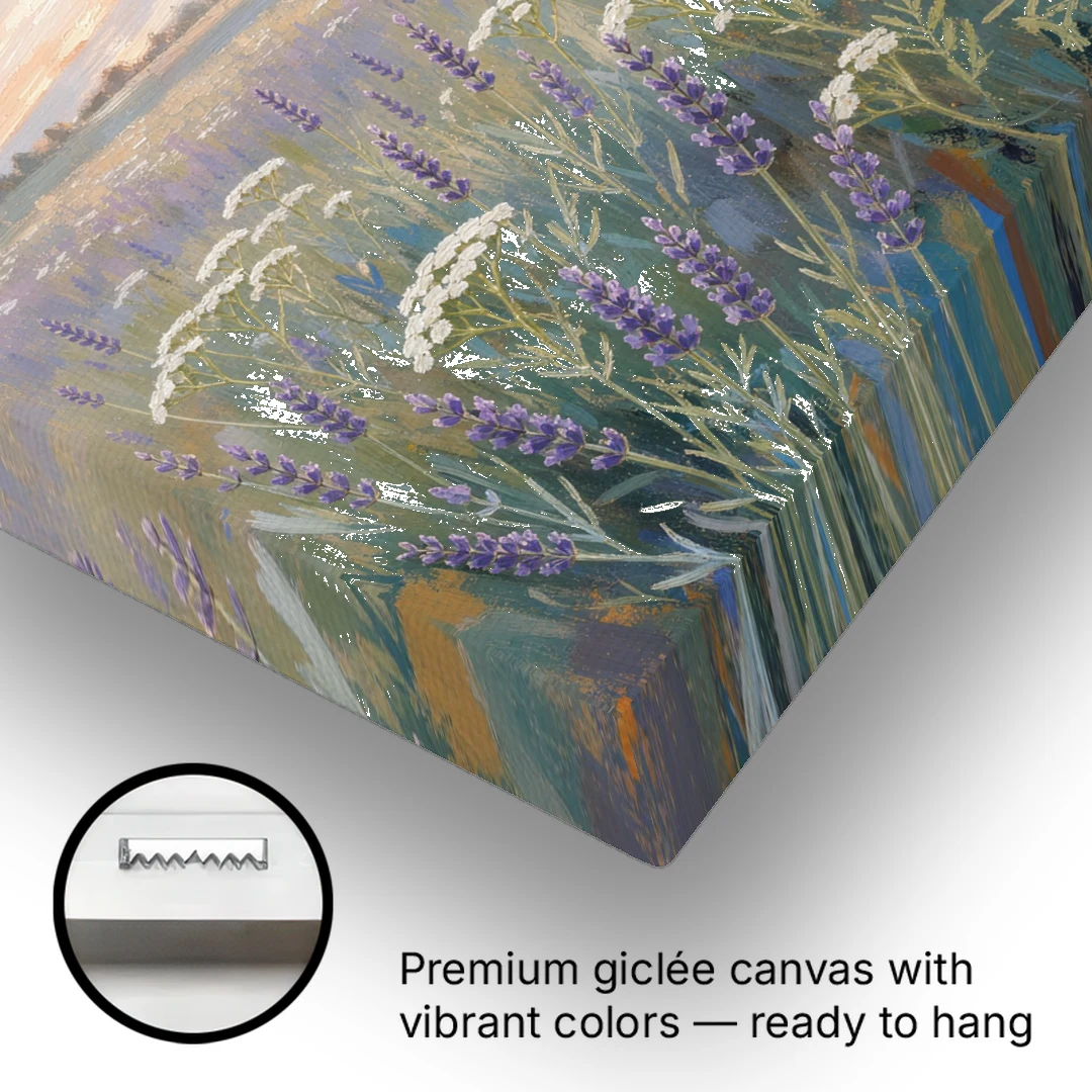 Purple Floral Wall Art of Lavender at Dawn - Canvas Wall Art - Gallery Wrap Corner