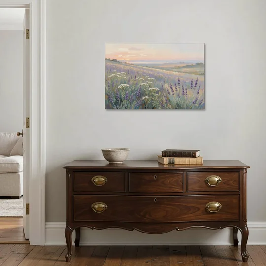 Purple Floral Wall Art of Lavender at Dawn - Canvas Wall Art - Coffee Table - 36x24