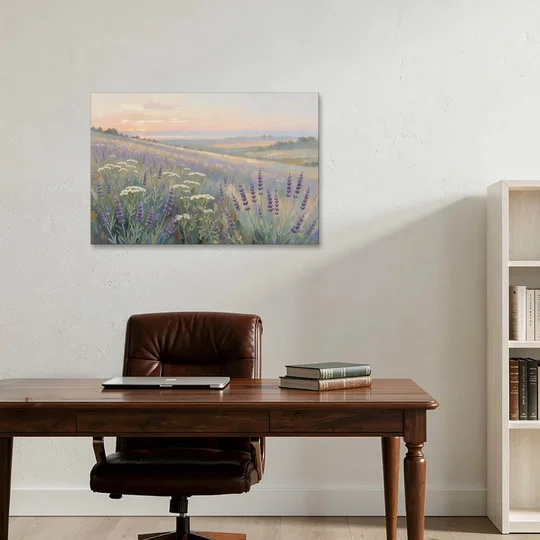 Purple Floral Wall Art of Lavender at Dawn - Canvas Wall Art - Office - 36x24