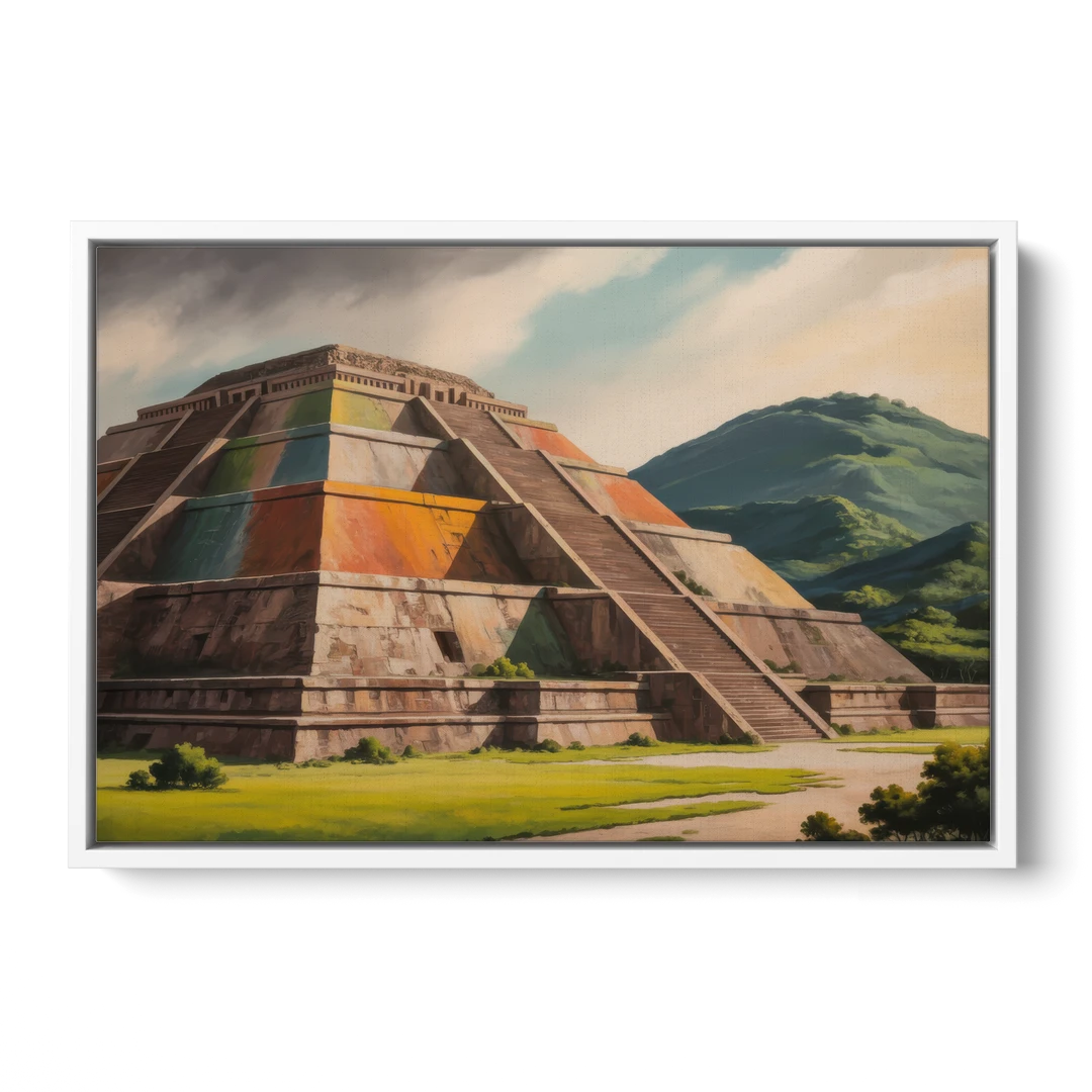 Pyramid of the Moon - White Framed Canvas Wall Art - Front
