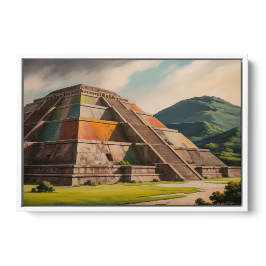 Pyramid of the Moon - White Framed Canvas Wall Art - Front