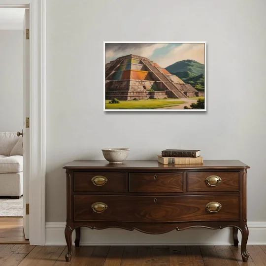 Pyramid of the Moon - White Framed Canvas Wall Art - Coffee Table - 36x24