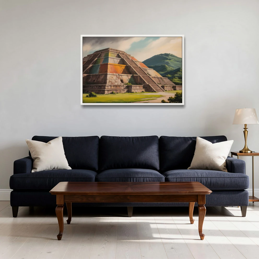 Pyramid of the Moon - White Framed Canvas Wall Art - Sofa - 36x24