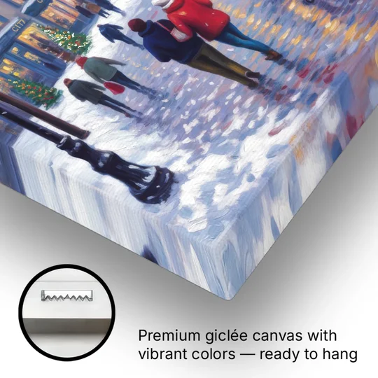 Quebec City Christmas Lights - Canvas Wall Art - Gallery Wrap Corner