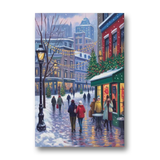 Quebec City Christmas Lights - Canvas Wall Art - Front