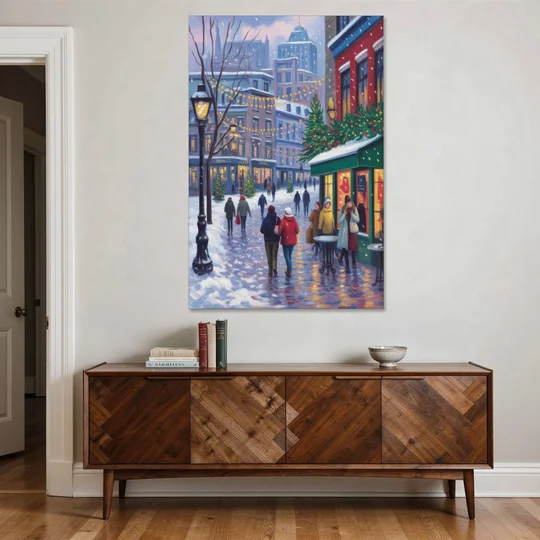 Quebec City Christmas Lights - Canvas Wall Art - Coffee Table - 40x60