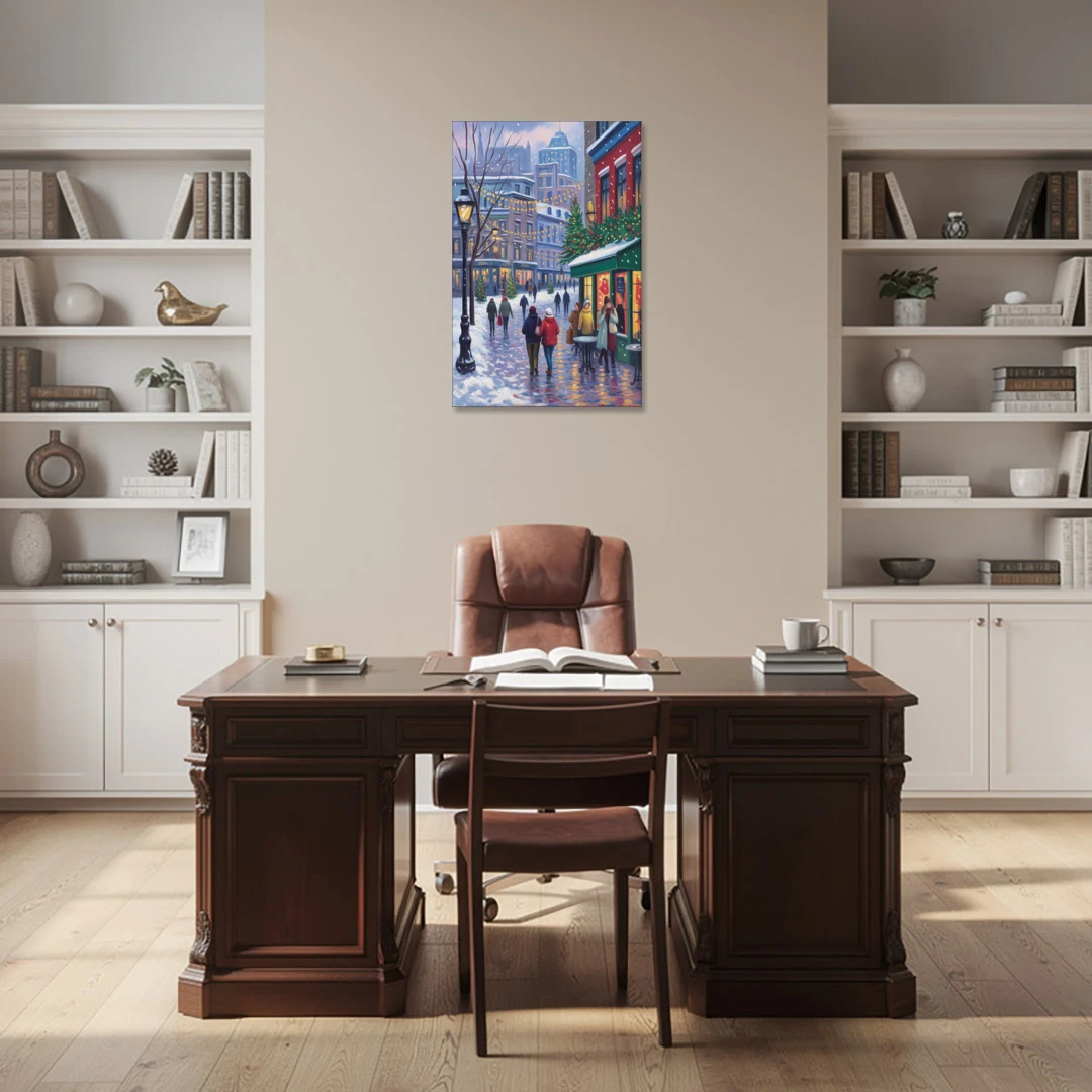 Quebec City Christmas Lights - Canvas Wall Art - Office - 24x36