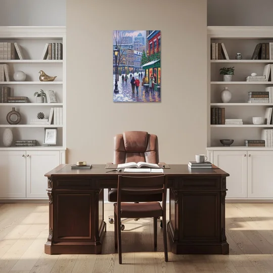 Quebec City Christmas Lights - Canvas Wall Art - Office - 24x36