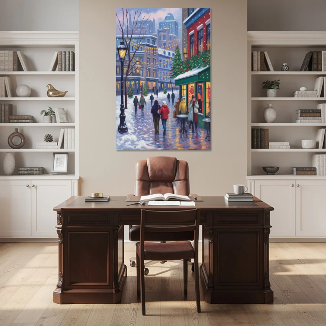 Quebec City Christmas Lights - Canvas Wall Art - Office - 40x60