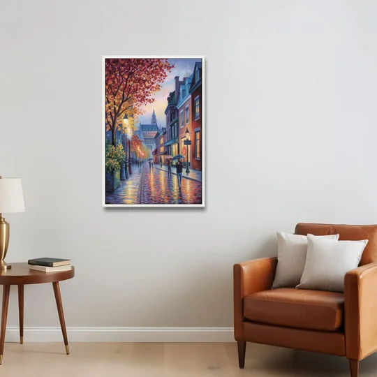 Quebec City in Autumn - White Framed Canvas Wall Art - Sofa - 24x36