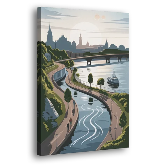 Quebec City Scenic Pathway - Canvas Wall Art - Side