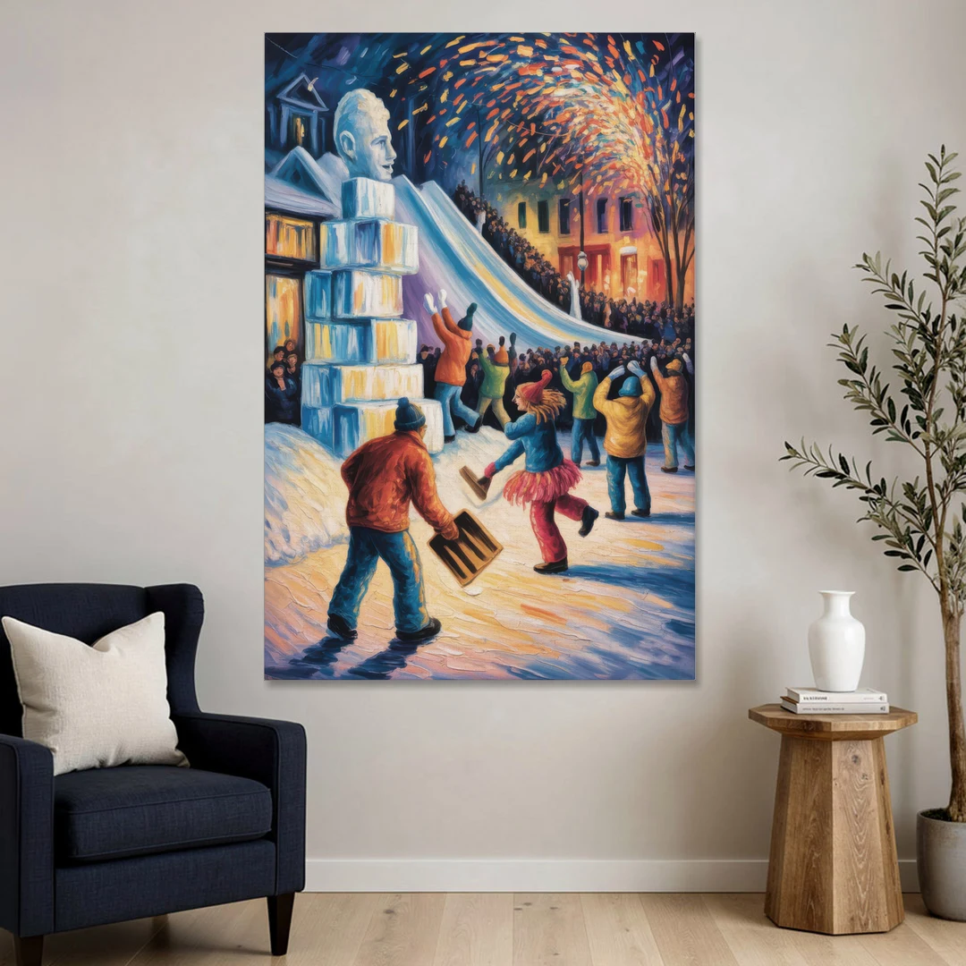 Quebec Winter Carnival - Canvas Wall Art - Sofa - 40x60