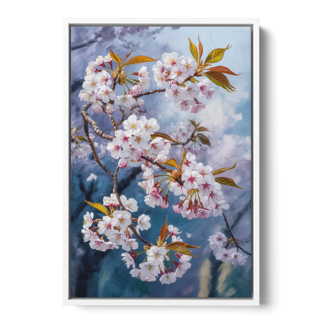 Queen Elizabeth Park Blossoms - White Framed Canvas Wall Art - Front