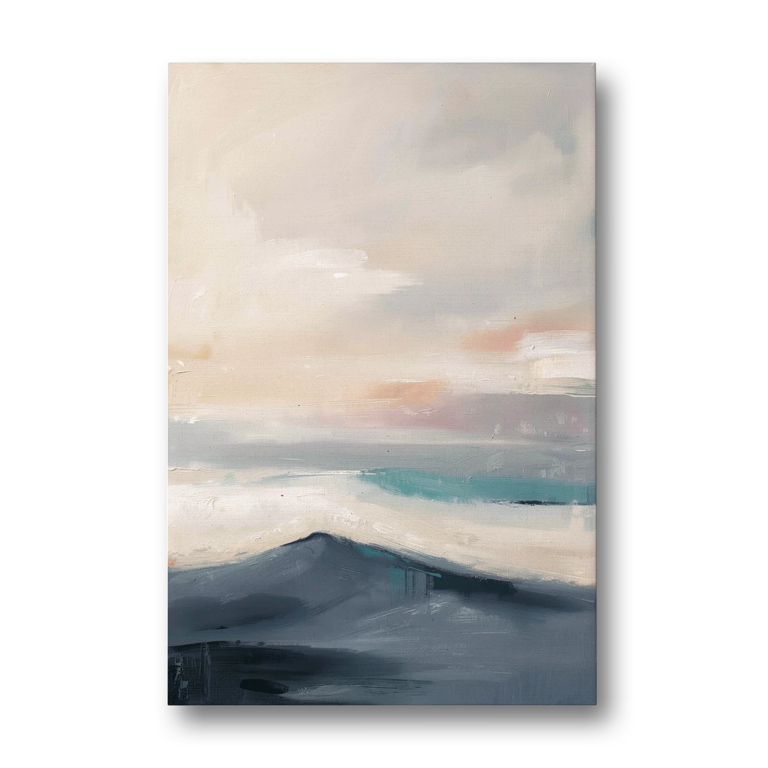 Minimalist Quiet Mountain Ridge with Teal Crest - Canvas Wall Art - Front