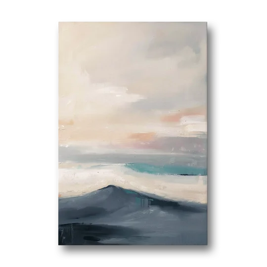 Minimalist Quiet Mountain Ridge with Teal Crest - Canvas Wall Art - Front