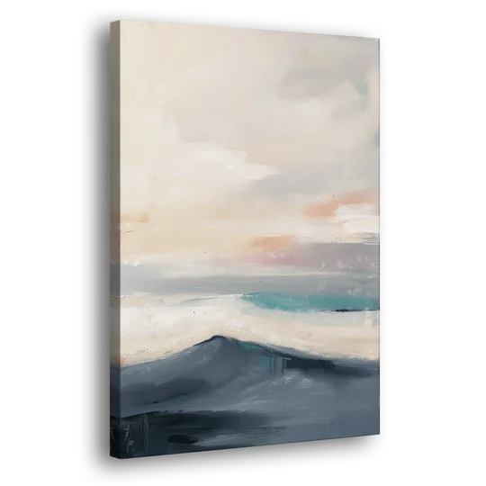 Minimalist Quiet Mountain Ridge with Teal Crest - Canvas Wall Art - Side