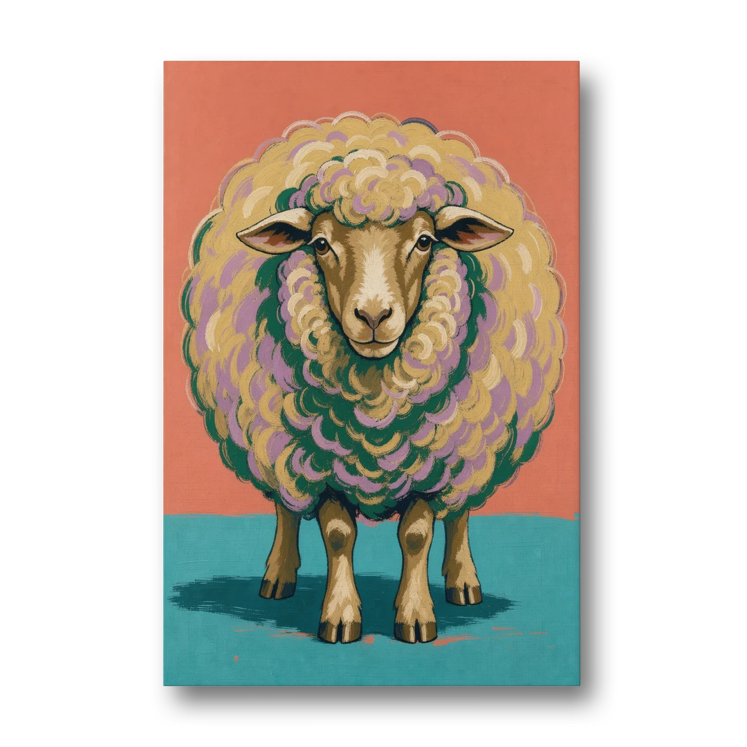 Quirky Wall Decor Woolly Ball Sheep - Canvas Wall Art - Front