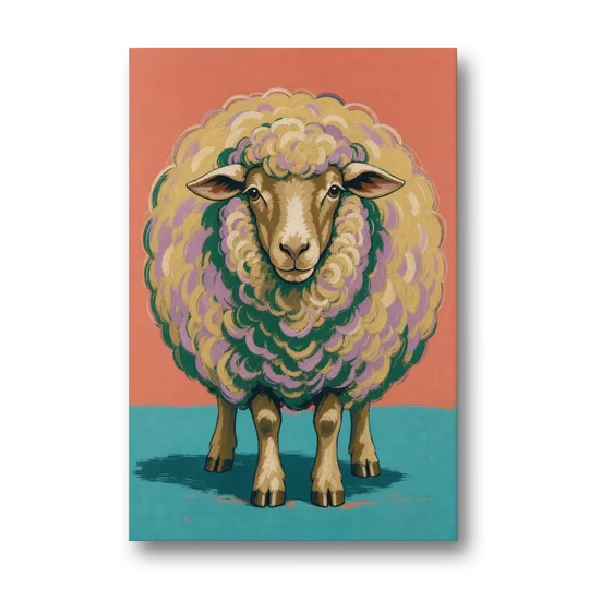 Quirky Wall Decor Woolly Ball Sheep - Canvas Wall Art - Front