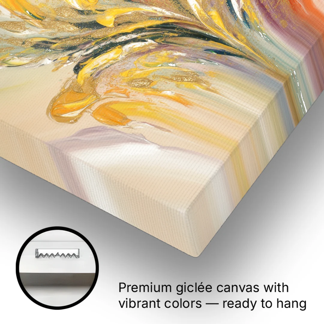 Radiant Flowing Forms Yellow Abstract - Canvas Wall Art - Gallery Wrap Corner