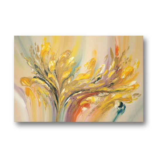 Radiant Flowing Forms Yellow Abstract - Canvas Wall Art - Front