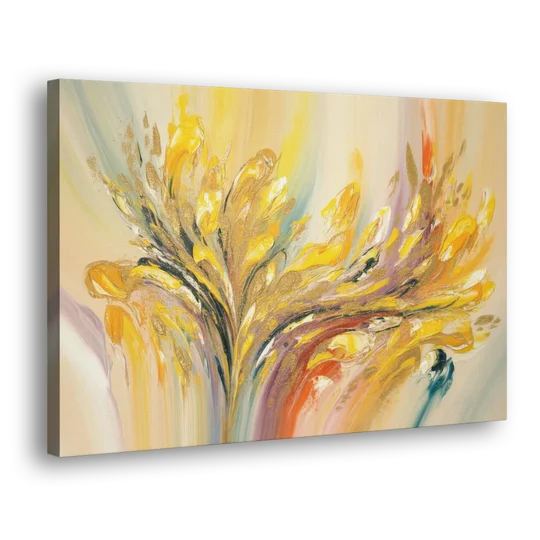 Radiant Flowing Forms Yellow Abstract - Canvas Wall Art - Side