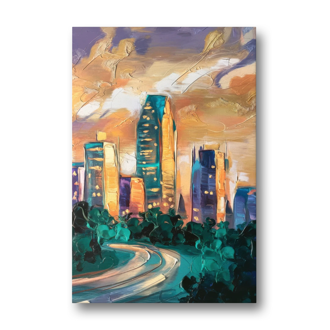 Raleigh Contemporary Cityscape - Canvas Wall Art - Front