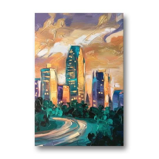 Raleigh Contemporary Cityscape - Canvas Wall Art - Front