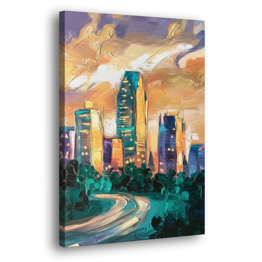 Raleigh Contemporary Cityscape - Canvas Wall Art - Side