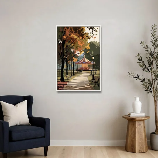 Raleigh Nature and Parks - White Framed Canvas Wall Art - Sofa - 24x36
