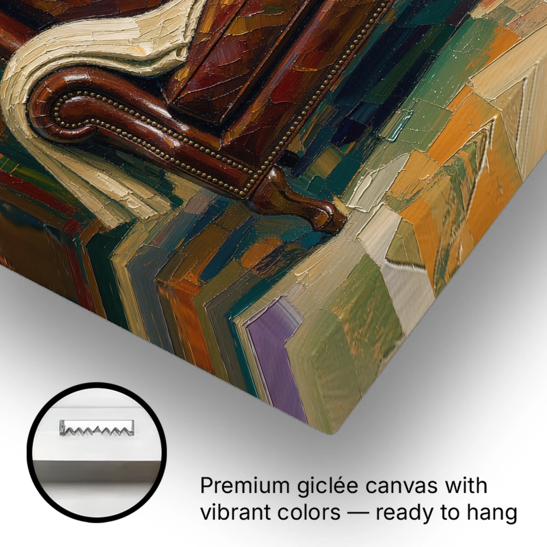Reading Room Decor with an Oxblood Wingback Chair - Canvas Wall Art - Gallery Wrap Corner