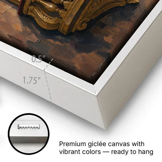 Red and Gold Wall Art of a Gilded Opera Box - White Framed Canvas Wall Art - Gallery Wrap Corner