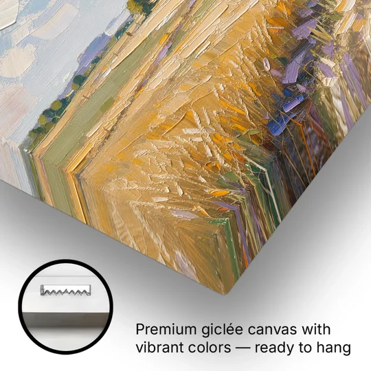 Red Barn Across Golden Grain Fields - Canvas Wall Art - Gallery Wrap Corner