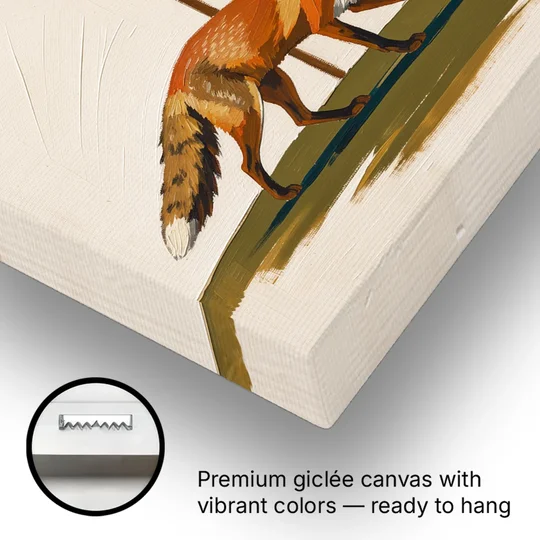 Red Fox Trotting Through Lollipop Autumn Trees - Canvas Wall Art - Gallery Wrap Corner
