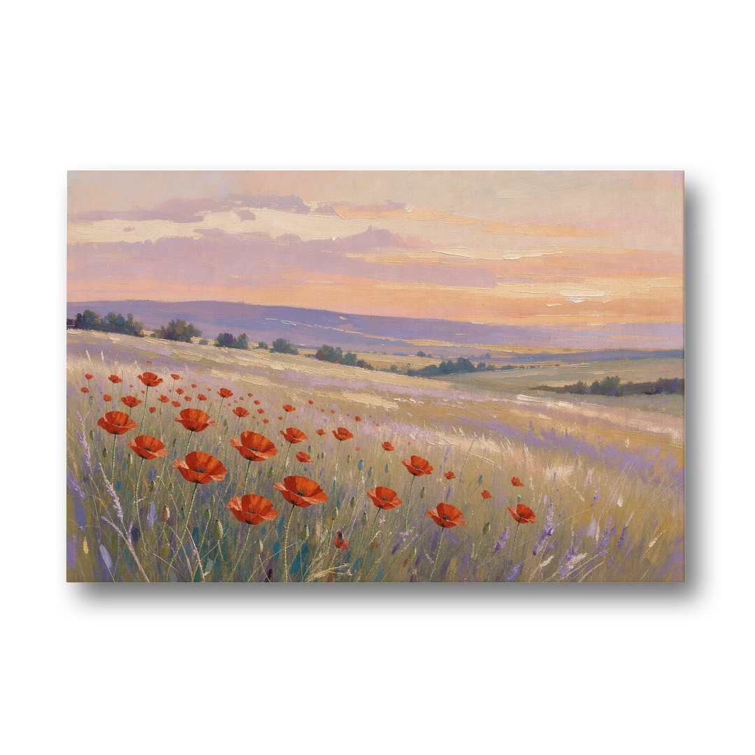 Red Poppy Meadow at Twilight - Canvas Wall Art - Front